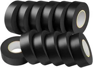 0.75" x66ft 12 Pack Electrical Tape, Waterproof Flame Retardant | 12-Pack. Rated 600V. Premium PVC material ensures Strong Adhesion. UV, moisture, Abrasion Resistant. Ideal DIY & industrial. 0.75" x66ft 12 Pack Electrical Tape, Waterproof Flame Retardant | 12-Pack. Rated 600V. Premium PVC material ensures Strong Adhesion. UV, moisture, Abrasion Resistant. Ideal DIY & industrial.