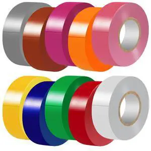 Matte Rainbow Electrical Tape 3/4 Inch x 60 Ft x 10 Colors | 600 FT Total, Matte colored PVC tape, Waterproof, strong adhesive durable easy wrap for electrical wire insulation & repair Matte Rainbow Electrical Tape 3/4 Inch x 60 Ft x 10 Colors | 600 FT Total, Matte colored PVC tape, Waterproof, strong adhesive durable easy wrap for electrical wire insulation & repair