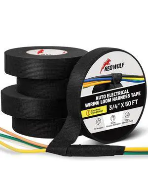 Wiring Harness Tape High Temp Wire Cable Loom Self-Adhesive Fabric Tape for Electrical Automotive Engine Harness Wrap Protection Noise Damping Cables Fixed 3/4 Inch x 50 FT 5 Rolls Wiring Harness Tape High Temp Wire Cable Loom Self-Adhesive Fabric Tape for Electrical Automotive Engine Harness Wrap Protection Noise Damping Cables Fixed 3/4 Inch x 50 FT 5 Rolls