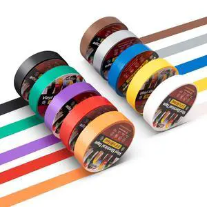10 Pack Colored Electrical Tape 3/4 Inch x 66 Ft Industrial Grade UL/CSA Listed 7 Mil Thick Flame Retardant High Temp Vinyl Electrical PVC Tape Electric Insulation Rated 600V 10 Pack Colored Electrical Tape 3/4 Inch x 66 Ft Industrial Grade UL/CSA Listed 7 Mil Thick Flame Retardant High Temp Vinyl Electrical PVC Tape Electric Insulation Rated 600V
