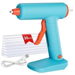 Hot Glue Gun, Cordless Hot Glue Gun, 90s Fast Heating, Mini glue gun and sticks set with 2600mAh Type-C Rechargeable,30 Premium Glue Sticks, Ideal for DIY Crafts, Home Repairs, Creative Projects Hot Glue Gun, Cordless Hot Glue Gun, 90s Fast Heating, Mini glue gun and sticks set with 2600mAh Type-C Rechargeable,30 Premium Glue Sticks, Ideal for DIY Crafts, Home Repairs, Creative Projects