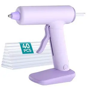 Cordless Hot Glue Gun Kit USB-C Rechargeable Magnetic Mount Base with 40 Premium Glue Sticks for DIY Crafts and GiftsPurple Cordless Hot Glue Gun Kit USB-C Rechargeable Magnetic Mount Base with 40 Premium Glue Sticks for DIY Crafts and GiftsPurple
