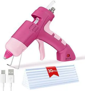 20W Cordless Hot Glue Gun with 30 Sticks Set | Rechargeable Pink Mini Glue Gun for School Craft DIY Arts,Quick Home Repairs & Decoration(7mm Stick) 20W Cordless Hot Glue Gun with 30 Sticks Set | Rechargeable Pink Mini Glue Gun for School Craft DIY Arts,Quick Home Repairs & Decoration(7mm Stick)