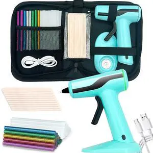 Cordless Hot Glue Gun, Rechargeable Hot Melt Glue Gun 2.2A Built-in Battery | Smart Power-Off, Mini Glue Gun Kit with 30pcs Premium Glue Sticks, 10pcs Wood Craft Sticks, Case for DIY, Arts &Crafts Cordless Hot Glue Gun, Rechargeable Hot Melt Glue Gun 2.2A Built-in Battery | Smart Power-Off, Mini Glue Gun Kit with 30pcs Premium Glue Sticks, 10pcs Wood Craft Sticks, Case for DIY, Arts &Crafts