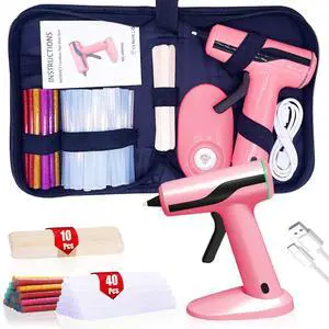 Cordless Hot Glue Gun Kit, USB-C Rechargeable Mini Pink Glue Gun | 40 Pcs Premium Glue Sticks, 10 Pcs Craft sticks, Carrying Case, Smart Power-Off Hot Melt Glue Gun for DIY Craft Gift Cordless Hot Glue Gun Kit, USB-C Rechargeable Mini Pink Glue Gun | 40 Pcs Premium Glue Sticks, 10 Pcs Craft sticks, Carrying Case, Smart Power-Off Hot Melt Glue Gun for DIY Craft Gift