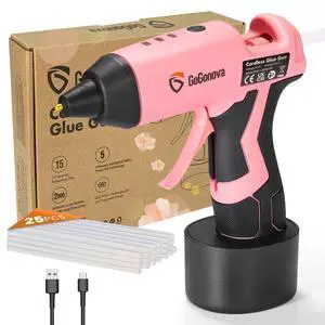Cordless Hot Glue Gun Kit, 2Ah Battery, Includes 25 Glue Sticks | 15s Fast Preheating, Glue Gun and Sticks Set, Smart Power-off, Anti-Drip for School Crafts, DIY Arts, Home Repairs Cordless Hot Glue Gun Kit, 2Ah Battery, Includes 25 Glue Sticks | 15s Fast Preheating, Glue Gun and Sticks Set, Smart Power-off, Anti-Drip for School Crafts, DIY Arts, Home Repairs