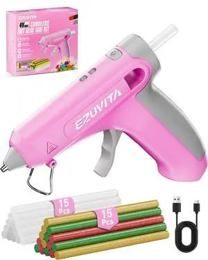 4V Pink Cordless Hot Glue Gun Kit, 30-Piece Glue Sticks | 2600mAh Built-In Battery, USB-C Rechargeable, 30-45s Fast Preheating, Less-Drip Design, Auto Power Off, DIY Crafting 4V Pink Cordless Hot Glue Gun Kit, 30-Piece Glue Sticks | 2600mAh Built-In Battery, USB-C Rechargeable, 30-45s Fast Preheating, Less-Drip Design, Auto Power Off, DIY Crafting