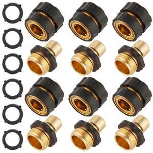 6 Set Quick Connect Hose Fittings for Garden Hose Quick Connector | 3/4 Inch GHT Male and Female Attachment Quick Release Water Hose Adapter with Gasket 6 Set Quick Connect Hose Fittings for Garden Hose Quick Connector | 3/4 Inch GHT Male and Female Attachment Quick Release Water Hose Adapter with Gasket