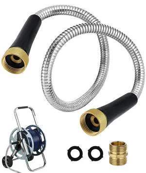 3ft Female to Female Short Garden Hose with Brass Fittings | Stainless Steel Metal Leader Hose Connector for Hose Reel, Heavy Duty & Flexible, for Outdoor Cleaning Car Pet 3ft Female to Female Short Garden Hose with Brass Fittings | Stainless Steel Metal Leader Hose Connector for Hose Reel, Heavy Duty & Flexible, for Outdoor Cleaning Car Pet