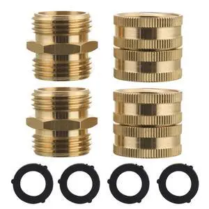 Garden Hose Adapter 3/4, Male to Male, Female to Female, 4-Pack | Standard 3/4 GHT, Solid Brass Connector, Rust-resistant, Easy to Install, No Leakage, Extra 4 Washers Garden Hose Adapter 3/4, Male to Male, Female to Female, 4-Pack | Standard 3/4 GHT, Solid Brass Connector, Rust-resistant, Easy to Install, No Leakage, Extra 4 Washers