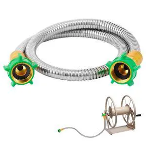 3ft Short Garden Hose with Female to Female Connector | Metal Leakproof Leader Hose for Hose Reel, Heavy Duty 304 Stainless Steel Flexible Hose for Outdoor Cleaning Car Pet 3ft Short Garden Hose with Female to Female Connector | Metal Leakproof Leader Hose for Hose Reel, Heavy Duty 304 Stainless Steel Flexible Hose for Outdoor Cleaning Car Pet