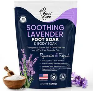 Soothing Lavender Epsom Salt Foot Soak, Night Time Relaxation, Refresh Feet | Epsom Salt Bath Soak to Calm Body, Soothe and Sleep, Dead Skin Remover, Soothes Tired Feet, Ionic Foot Soak 16 oz | 1 Pack Soothing Lavender Epsom Salt Foot Soak, Night Time Relaxation, Refresh Feet | Epsom Salt Bath Soak to Calm Body, Soothe and Sleep, Dead Skin Remover, Soothes Tired Feet, Ionic Foot Soak 16 oz | 1 Pack