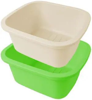 Foot Soaking Bath Basin, Large Size Feet Massager Tub, At Home Spa Pedicure Treatment, 2 Pack Green&White Foot Soaking Bath Basin, Large Size Feet Massager Tub, At Home Spa Pedicure Treatment, 2 Pack Green&White