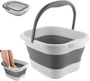 Collapsible Foot Bath Basin Soaker Tub with Handle for Soaking Feet, Foldable Pedicure Foot Spa Massager Foot Care Soak Plastic Inflatable Bucket Bowl Bathtub Tools for Washing Cleaning, White Collapsible Foot Bath Basin Soaker Tub with Handle for Soaking Feet, Foldable Pedicure Foot Spa Massager Foot Care Soak Plastic Inflatable Bucket Bowl Bathtub Tools for Washing Cleaning, White
