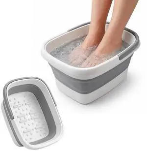 Collapsible Foot Bath Advance Feet Soaking Tub with Portable Design and Handle Foldable Pedicure Foot Spa Basin Compact and Lightweight Soak Tub with Acupressure Points, White Collapsible Foot Bath Advance Feet Soaking Tub with Portable Design and Handle Foldable Pedicure Foot Spa Basin Compact and Lightweight Soak Tub with Acupressure Points, White