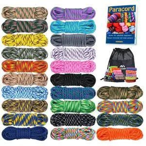 24 Colors Paracord Kit with Instruction for Making Paracord Crafts | 550 Parachute Cord for Making Paracord Bracelets, Lanyard, Idea for GiftSuit for Elementary, Intermediate& Advanced levels 24 Colors Paracord Kit with Instruction for Making Paracord Crafts | 550 Parachute Cord for Making Paracord Bracelets, Lanyard, Idea for GiftSuit for Elementary, Intermediate& Advanced levels