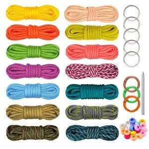 210 Feet Paracord Kit, 14 Colors Paracord Bracelet Making Kit | 15 Feet per Color, 4mm Paracord Craft Kit, For Bracelet, Dog Collar, Lanyard, Multifunction Parachuter Cord 210 Feet Paracord Kit, 14 Colors Paracord Bracelet Making Kit | 15 Feet per Color, 4mm Paracord Craft Kit, For Bracelet, Dog Collar, Lanyard, Multifunction Parachuter Cord