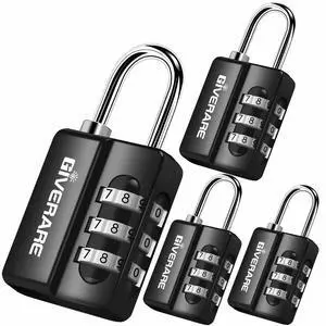 4 Pack Combination Lock, 3-Digit Padlock Keyless, Resettable Luggage Locks for Backpack, Gym & School & Employee Locker, Weatherproof Travel Lock for Fence, Backyard Gate, Hasp, Case-Black 4 Pack Combination Lock, 3-Digit Padlock Keyless, Resettable Luggage Locks for Backpack, Gym & School & Employee Locker, Weatherproof Travel Lock for Fence, Backyard Gate, Hasp, Case-Black