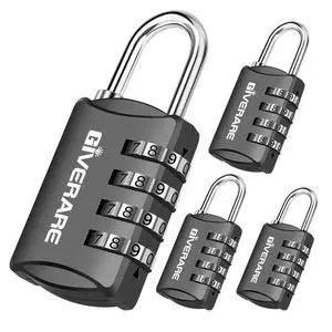 4 Pack Combination Lock, 4-Digit Padlock Keyless, Resettable Luggage Locks for Backpack, Gym & School & Employee Locker, Weatherproof Travel Lock for Fence, Backyard Gate, Hasp, Case-Black 4 Pack Combination Lock, 4-Digit Padlock Keyless, Resettable Luggage Locks for Backpack, Gym & School & Employee Locker, Weatherproof Travel Lock for Fence, Backyard Gate, Hasp, Case-Black