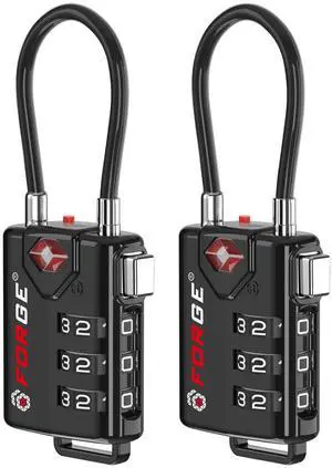 TSA Approved Cable Luggage Locks, Re-settable Combination with Alloy Body, Black 2 Locks. TSA Approved Cable Luggage Locks, Re-settable Combination with Alloy Body, Black 2 Locks.