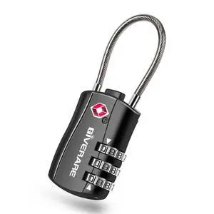 TSA Approved Luggage Locks, Combination Travel Cable Padlocks, Re-settable 3-Digit Lock, Weatherproof Keyless Padlock for Gym Locker, Golf Bag Case, Backpack, Gate, Hasp-Black TSA Approved Luggage Locks, Combination Travel Cable Padlocks, Re-settable 3-Digit Lock, Weatherproof Keyless Padlock for Gym Locker, Golf Bag Case, Backpack, Gate, Hasp-Black