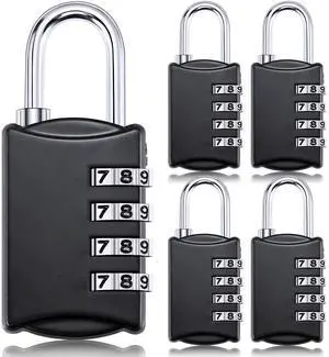 5 Pcs 4 Digit Combination Locks Small Combo for Luggage | Number Padlock, Gym Toolbox Travel Locker, Portable Security, Employee Storage Hasp, Outdoor Waterproof 5 Pcs 4 Digit Combination Locks Small Combo for Luggage | Number Padlock, Gym Toolbox Travel Locker, Portable Security, Employee Storage Hasp, Outdoor Waterproof