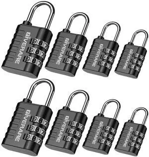 8 Pack Combination Lock, 3-Digit Padlock Keyless, Resettable Luggage Locks for Backpack, Gym & School & Employee Locker, Weatherproof Travel Lock for Fence, Backyard Gate, Hasp, Case-Black 8 Pack Combination Lock, 3-Digit Padlock Keyless, Resettable Luggage Locks for Backpack, Gym & School & Employee Locker, Weatherproof Travel Lock for Fence, Backyard Gate, Hasp, Case-Black