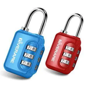 2 Pack Combination Lock, 3-Digit Padlock Keyless, Resettable Luggage Locks for Backpack, Gym & School&Employee Locker,Weatherproof Travel Lock for Fence, Backyard Gate, Hasp, Case-Blue+Red 2 Pack Combination Lock, 3-Digit Padlock Keyless, Resettable Luggage Locks for Backpack, Gym & School&Employee Locker,Weatherproof Travel Lock for Fence, Backyard Gate, Hasp, Case-Blue+Red