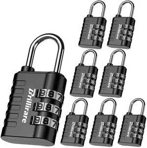 8 Pack Combination Lock, 3-Digit Waterproof Keyless Padlock, Zinc Alloy Outdoor Resettable Travel Luggage Locks for Backpack, Gym Locker, Hasp, Fence, Gate, Case, Toolbox-Black 8 Pack Combination Lock, 3-Digit Waterproof Keyless Padlock, Zinc Alloy Outdoor Resettable Travel Luggage Locks for Backpack, Gym Locker, Hasp, Fence, Gate, Case, Toolbox-Black