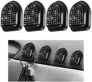 4 PCS Bling Car Mini Hooks, Crystal Rhinestones Auto Storage Hook Mini Adhesive Backseat Hanger, Multifunctional Dashboard Hook Vehicle Interior Organizer for Key Mask Cable (Black) 4 PCS Bling Car Mini Hooks, Crystal Rhinestones Auto Storage Hook Mini Adhesive Backseat Hanger, Multifunctional Dashboard Hook Vehicle Interior Organizer for Key Mask Cable (Black)