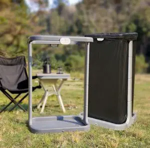 Collapsible Outdoor Trash Bag Holder, Portable, Foldable Camping Leaf Dispenser Organizer Stand Rack for Kitchen, RV, Tailgate, Party, Garden, Under Sink, Includes Secure Ground Anchoring, Grey Collapsible Outdoor Trash Bag Holder, Portable, Foldable Camping Leaf Dispenser Organizer Stand Rack for Kitchen, RV, Tailgate, Party, Garden, Under Sink, Includes Secure Ground Anchoring, Grey