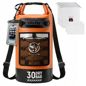 Waterproof Dry Bag, Kayaking Paddle Boarding Floating Backpack 30L Orange | Waterproof Dry Bags for Kayaking Boating, Drybag with Waterproof Phone Pouch, 6 Storage Bags,Shoulder Straps,Handle,Mesh Bag Waterproof Dry Bag, Kayaking Paddle Boarding Floating Backpack 30L Orange | Waterproof Dry Bags for Kayaking Boating, Drybag with Waterproof Phone Pouch, 6 Storage Bags,Shoulder Straps,Handle,Mesh Bag