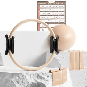 Pilates Kit, 15-Inch Pilates Ring with Pilates Ball & Bands, Nude | Aesthetic Home Pilates Equipment Set, Essential Kit for Beginners in Minimalist Style. Comes in Premium Packaging Pilates Kit, 15-Inch Pilates Ring with Pilates Ball & Bands, Nude | Aesthetic Home Pilates Equipment Set, Essential Kit for Beginners in Minimalist Style. Comes in Premium Packaging
