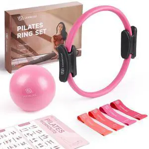 Pilates Ring Set 14" Magic Circle, 9" Mini Ball, Resistance Bands | Foam-Padded Fiberglass Pilates Ring, 400 lb Anti-Burst Ball, Latex Bands, Guide & Bag, Pilates Equipment Kit for Home Workout Pilates Ring Set 14" Magic Circle, 9" Mini Ball, Resistance Bands | Foam-Padded Fiberglass Pilates Ring, 400 lb Anti-Burst Ball, Latex Bands, Guide & Bag, Pilates Equipment Kit for Home Workout