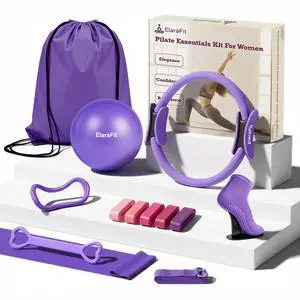 13 Piece Pilates Kit for Women, Home Pilates Ring and Ball Set with 5 Resistance Bands, Stretch Strap, Arm Exerciser, Grip Socks, Storage Bag and Workout Guide, 13 Inch Magic Circle, Purple 13 Piece Pilates Kit for Women, Home Pilates Ring and Ball Set with 5 Resistance Bands, Stretch Strap, Arm Exerciser, Grip Socks, Storage Bag and Workout Guide, 13 Inch Magic Circle, Purple