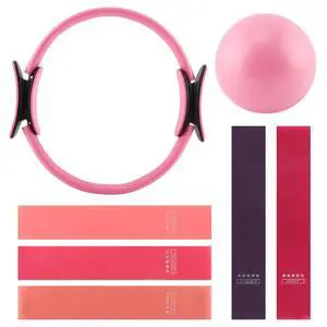 Pilates Ring Set, 14 Circle Ring, 1 Pilates Ball and 5 Resistance Bands | All-in-One Home Workout Kit for Core Strength, Posture Correction, Full Body Exercise for Beginners Pilates Ring Set, 14 Circle Ring, 1 Pilates Ball and 5 Resistance Bands | All-in-One Home Workout Kit for Core Strength, Posture Correction, Full Body Exercise for Beginners
