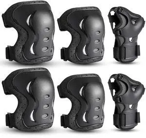 Kids Youth Adult Protective Gear Set Adjustable Knee Elbow Wrist Guards | 6-Pack Breathable Skate Knee Pads Multi-Sport Protective Gear Set for Roller Skating, Skateboard, Cycling, Scooter Riding Kids Youth Adult Protective Gear Set Adjustable Knee Elbow Wrist Guards | 6-Pack Breathable Skate Knee Pads Multi-Sport Protective Gear Set for Roller Skating, Skateboard, Cycling, Scooter Riding