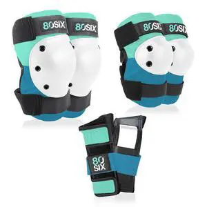 Multi-Sport Pad Set Protective Gear for Skateboarding, Biking, Roller Skating, and Scooter (Surf Green Teal, 14+ Medium/Large) Multi-Sport Pad Set Protective Gear for Skateboarding, Biking, Roller Skating, and Scooter (Surf Green Teal, 14+ Medium/Large)