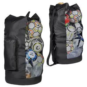 XL Mesh Ball Bag for Soccer & Sports, Adjustable Shoulder Strap | Heavy Duty Ball Storage for Coaches with Oversized Front Pocket for Sports Accessories, Outdoor, Pool, Beach & Training Gear XL Mesh Ball Bag for Soccer & Sports, Adjustable Shoulder Strap | Heavy Duty Ball Storage for Coaches with Oversized Front Pocket for Sports Accessories, Outdoor, Pool, Beach & Training Gear
