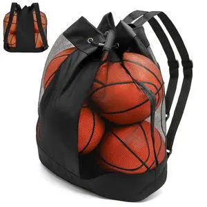 Large Ball Bag, Mesh Sport Bag Adjustable Double Strap | Heavy-duty Soccer Organizer with Drawstring Beach Toy Storage for Football, Basketball, Volleyball, Training Large Ball Bag, Mesh Sport Bag Adjustable Double Strap | Heavy-duty Soccer Organizer with Drawstring Beach Toy Storage for Football, Basketball, Volleyball, Training