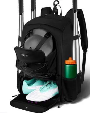 Baseball Bag, Baseball Backpack with Helmet Shoes Bag for Youth, Adult, Lightweight Softball Bag with Fence Hook Hold TBall Bat, Baseball Glove, Helmet, Caps, All Gear, Black Baseball Bag, Baseball Backpack with Helmet Shoes Bag for Youth, Adult, Lightweight Softball Bag with Fence Hook Hold TBall Bat, Baseball Glove, Helmet, Caps, All Gear, Black