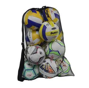 Heavy Duty Mesh Ball Bag, Drawstring Sport Equipment Storage Bag for Basketball, Soccer, Sports Beach and Swimming Gears with Adjustable Shoulder Strap Outdoor Organizer (Black-XL) Heavy Duty Mesh Ball Bag, Drawstring Sport Equipment Storage Bag for Basketball, Soccer, Sports Beach and Swimming Gears with Adjustable Shoulder Strap Outdoor Organizer (Black-XL)