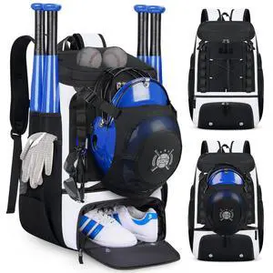 40L Baseball Backpack with Shoe Compartment & Helmet Holder | Water-resistant Softball Bag for Adults Youth with Fence Hook & 4 Bat Sleeves, Spacious Bats Bag for T-ball Baseball Softball 40L Baseball Backpack with Shoe Compartment & Helmet Holder | Water-resistant Softball Bag for Adults Youth with Fence Hook & 4 Bat Sleeves, Spacious Bats Bag for T-ball Baseball Softball
