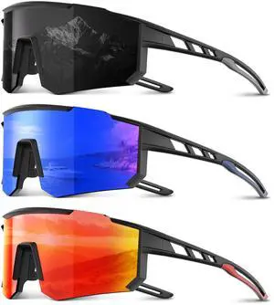 Polarized Sports Sunglasses Men Women for Running Baseball Cycling | 3 Pack Wrap Around Mens Womens Lightweight Outdoor Sunglasses UV Protection for Hiking Fishing, A01 Polarized Sports Sunglasses Men Women for Running Baseball Cycling | 3 Pack Wrap Around Mens Womens Lightweight Outdoor Sunglasses UV Protection for Hiking Fishing, A01
