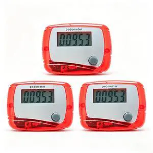 3Pcs Red Portable Counter Mini Digital LCD Pedometer Sports Walking Running Step Counter Meter Walking Distance Miles,Exercise Time, Calorie Counter, Daily Target Monitor 3Pcs Red Portable Counter Mini Digital LCD Pedometer Sports Walking Running Step Counter Meter Walking Distance Miles,Exercise Time, Calorie Counter, Daily Target Monitor