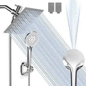 Shower Head Rain Shower Head with Handheld Spary, High Pressure Rainfall Showerhead and 4 Modes Handheld Shower Heads Built-in Power Wash with 71 Inch Stainless Steel Hose, 8'' Sliver Shower Head Rain Shower Head with Handheld Spary, High Pressure Rainfall Showerhead and 4 Modes Handheld Shower Heads Built-in Power Wash with 71 Inch Stainless Steel Hose, 8'' Sliver