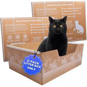 Disposable Cat Litter Box 2-Pack, Leak-Proof 30-Days Per Box | Patented Leak-proof Design, 2-Months Odor Control , Made in USA, Perfect for Travel & Multi-Cat Homes, Portable Disposable Cat Litter Box 2-Pack, Leak-Proof 30-Days Per Box | Patented Leak-proof Design, 2-Months Odor Control , Made in USA, Perfect for Travel & Multi-Cat Homes, Portable