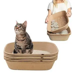 (Set of 1 Litter Box & 5 Sifting Liners) Disposable Sifting Cat Litter Box Large, 6 Count, Durable and Portable for Travel and Home Odor Control (Set of 1 Litter Box & 5 Sifting Liners) Disposable Sifting Cat Litter Box Large, 6 Count, Durable and Portable for Travel and Home Odor Control