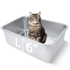 Stainless Steel Cat Litter Box 18"x14"x6" | For Indoor Cats or Kitty/Kitten, Rust-Proof, High Side, Non Stick, No Smell, Easy to Clean Stainless Steel Cat Litter Box 18"x14"x6" | For Indoor Cats or Kitty/Kitten, Rust-Proof, High Side, Non Stick, No Smell, Easy to Clean