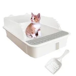 Open Cat Litter Box with High Side,Heightening Anti-Splashing Cats Litter Pan,Kitten Toilet with Litter Sifting Scoop,Semi-Enclosed Removable Kittens Litter for Easy to Clean Boxes No Odor Open Cat Litter Box with High Side,Heightening Anti-Splashing Cats Litter Pan,Kitten Toilet with Litter Sifting Scoop,Semi-Enclosed Removable Kittens Litter for Easy to Clean Boxes No Odor